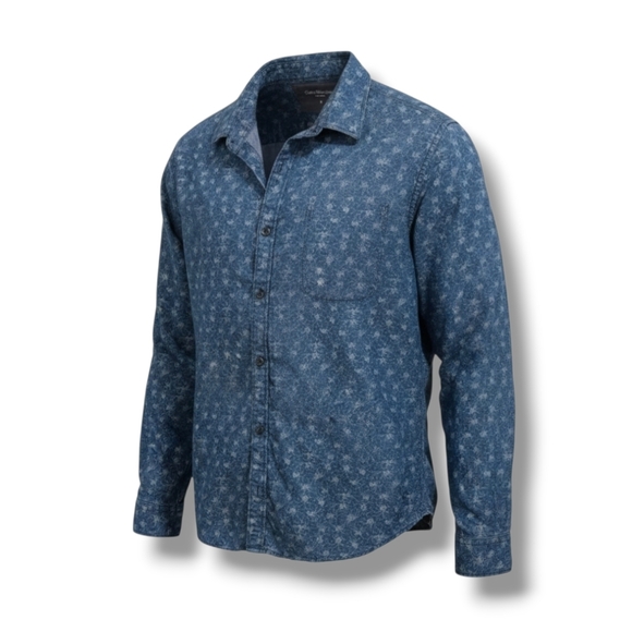 CK Calvin Klein men's blue long sleeves collared button-down shirt  - medium - Picture 8 of 9